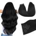 Doores real hair Extensions Seamless low black 50cm 20 inch 7 pieces 110g remy human clips in hair extension natural real hair extension hair extension real hair clip straight thick hair seamless 50cm -.110g #1 deep black and seamless