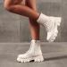 EKOUSN Women's Side Zipper Mid-Tube Platform Boots - White, Size 8.5 - Buy Online on GoSupps.com