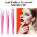 6-Piece Stainless Steel Eyelash Extension Tweezers Set - Straight & Curved Tip Precision Tweezers for Eyebrow and Lash Nippers - Silver & Pink - Buy Online on GoSupps.com