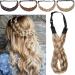 Silk-co women hair band 5 strands blond artificial hair braided headband elastic hair band for women and girls wedding vintage with hair tie hair part braids extensions 3.8cm wide 26/88 3.8cm