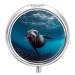 Round Pill Box Underwater Sea Lion Print 3 Compartment Medicine Pill Case Print Pill Organizer Decorative Metal Portable Pill Box Pocket Pill Box