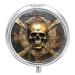 Skull Metal Pirate Printed Pill Box Small Pill Case for Purse & Pocket 3 Compartment Travel Pill Boxes Metal Round Small Pill Organizer to Hold Vitamins Medication Fish Oil and Supplements