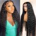 Aomllute Deep Wave Lace Front Wigs Human Hair 180% Density 24 Inch 13x4 HD Lace Frontal Human Hair Wigs for Women Glueless Wigs Human Hair Pre Plucked Wet and Wavy Lace Front Wigs Natural Black Color 24 Inch 13x4 Deep Wa...