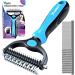 Candure Dematting Comb for Dog and Cat Pet Grooming Rake and Brushes for Small Medium & Large Dogs 17+9 Double Sided Deshedding Tool Removes Knots and Tangled Hair (Blue)