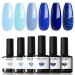 Modelones Blue Gel Nail Polish Set 6 Colors Royal Blue Sky Blue Glitter Navy Blue Nail Gel Polish Kit Light to Dark Shades Soak Off Gel Nail Art Salon Design Home Manicure Holiday Gifts for Women Girls