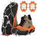 Crampons Ice Cleats 19 Spikes Snow Grips for Hiking Boots Shoes Women Men Boy Girl, Anti Slip Stainless Steel Safe Protect for Fishing Walking Climbing Mountaineering Orange Large