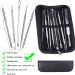 Aibee 10pcs Blackhead Remover Set - Stainless Steel Comedone Squeezer & Pimple Tweezers for Facial & Acne Care - Best Blackhead Removal Tools - Buy Online on GoSupps.com