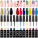 TEEROVA Painted Gel Nail Polish Set 12 Colors Line Art Gel Neon Yellow Green Glitter Sliver Gold Nail Art Painting Gel Manicure Tools DIY Drawing Nail Gel for Line 12ml Each Bottle - UV LED Required