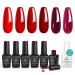 Beetles Red Gel Nail Polish Set with Top Coat 6 Colors Popular Shimmer Red Burgundy Gel Polish Kit Nail Art Design Soak Off Uv LED Gel Nail Minicure DIY Home Gifts for Mom 0-0 Bloody Red