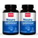 Jarrow Formulas Neuro Optimizer - 120 Capsules Pack of 2 - Brain Health & Antioxidant Support - Includes 7 Neuro Nutrients - Gluten Free - 60 Total Servings