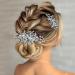 Silver Rhinestone Bridal Hair Clips Set - Wedding Hair Accessories for Women - Leaf Flower Pearl Barrettes - 2 Pack - Buy Online on GoSupps.com