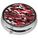 Camo Round Pill Box - 3 Compartment Portable Travel Medicine Organizer | Mini Decorative Pocket Vitamin Holder in Black - Buy Online on GoSupps.com