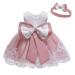LZH Baby Girls Lace Dress Bowknot Flower Dresses Wedding Pageant Baptism Christening Tutu Gown 0-24 Months 3-4 Years Bean Powder