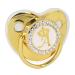 Portable Golden Crown Rhinestone Pacifier for Toddlers - Stylish Baby Pacifier with Chain Clip (Letter C) - Shop Internationally - Buy Online on GoSupps.com
