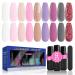 Lavender Violets 13 Pcs Gel Nail Polishes Set 9+3 Nude pink purple Nail Art Design UV LED Soak Off With Base Coat Matte n No Wipe Top Coat Nail File Starter Kit F687 D142