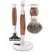 JAG Shaving Razorset - Lee Range 5-Part Set | Super Dachshaar Brush Stainless Steel & Wood 3 Blades Shaving Bowl - International Shipping - Buy Online on GoSupps.com