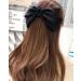 Girls Hair Bow Clip Black  Women Silky Satin Bowknot French Barrette Hairpin Handmade 90's Summer Decor Accessories Birthday Gift