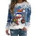 Women's Christmas Sweatshirts Cute Snowman Penguin Print O-Neck Raglan Top Shirt Pullover Comfy Warm Xmas Jumper Winter Long Sleeve Tops Loose Tunic Top Sweaters Z35-blue XL