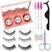 Leezead Self Adhesive Eyelashes Natural Look False Eyelashes No Glue Faux Mink Lashes Pack Waterproof Reusable Eyelashes Wispy Fake Eyelashes Natural Eyelashes Kit with False Eyelashes Tool Eyelashes-B