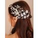 Deniferymakeup Flower Bridal Headband Pearl Hair Piece Leaf Wedding Hair Accessory for Women and Girls (Silver) - Buy Online on GoSupps.com