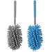 Microfiber Duster for Cleaning, Dusters with Telescoping Extension Pole, Extendable Washable Mini Dusters for Cleaning Car, Window, Furniture, Office (Blue and Grey)