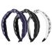 Lurrose 3 pieces cloth hair bands handmade fabric wide hair band crossing knot hair accessories for women women (white blue black 1 pieces ...