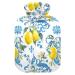 Heat bottle with cover 1 l of durable warm-up bag for hand feet shoulder and neck pain cramps heating skills and heat therapy patterns from watercolor blue white flowers and lemon