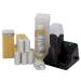 Epilwax Wax warmer Waxing Set for depilation hair removal with display - with 6 roll on waxing pads waxing device 100 fleece strips and post -treatment oil (black)