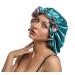 Sengterm Satin Sleep Cap for Women - Adjustable Double Layer Silk Hair Care Bonnet for Long Hair - Green-Pink L-XL - Buy Online on GoSupps.com