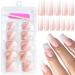 AddFavor Press on Nails Medium Square 120pcs Fake Nails Press on Medium Square False Nail Pink White Gradient Acrylic Nails with Design for Women Girls Pattern E-Medium Square