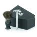 Men's Shaving Butterfly Safety Razor in Sliver with Stainless Steel Head (Blades not Included)& Black Badger Hair Brush.