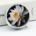 Round White Lotus Print Pill Box | 3 Compartment Portable Medicine Organizer | Decorative Metal Pocket Pill Case - Buy Online on GoSupps.com