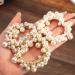 Brinie Pearl Hair Ties White Elastic Hair Scrunchies Elastic Hair Bands Bead Hair Ropes Stretchy Ponytail Holder with Pearl Hair Accessories for Women and Girls (Pack of 3)