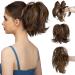 CJL HAIR Claw Clip Short Ponytail Hair Extensions Bendable Metals Messy Bun Hair piece Straight Fake Hairpieces Dark Brown / Golden Blonde 8 inch