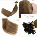 LAAVOO Ombre Brown Real Hair Extensions - Keratin Bond U Tip #6/8/14 - Medium Brown Balayage 35cm for Luxurious Hair Transformations - Buy Online on GoSupps.com