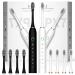Apartment 2 Cards 2 Pack Sonic Electric Toothbrush with 8 Brush Heads IPX7 Waterproof 6 Modes 42000vpm Electric Toothbrush for Adults and Kids Black+White