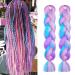 Aomig braids extensions 2PC 4 colors art hair for braiding 24 "strands of hair for braiding hair single-braid hair braid extensions for hair box braid for single-braids (purple/pink/green/blue) 2PC-4 color mixture