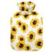Sunflower heat bottle with reference vintage flower pattern hot water bottle for pain relief handfoots heat bottles for children and adults 1 l