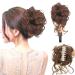 Long beard ball head wig bun grab clip Fluffy natural scrunchie bridal cocktail hairpin Messy Hair Bun Extensions Curly Wavy Hair Scrunchies claw Clip Messy Bun Hairpiece (Light Curry)