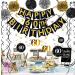Black & Gold Glittery 60th Birthday Banner & Decor Kit - Sparkling Party Supplies for 60th Anniversary Celebration - Buy Online on GoSupps.com