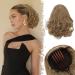 Kamm clip short wavy ponytail extension barsdar 22cm cord shortage short wavy ponytail hair exension thick synthetic clip ponytail hair parts women (brown & blonde mixed) 22cm ash brown & blonde mixed