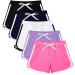 Resinta 5 Packs Girls Shorts Summer Running Athletic Shorts Cotton Dance Yoga Shorts Workout Shorts for Toddlers 4-5T Black Navy Blue Beige Hot Pink Light Purple