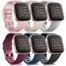 6 Pack Sport Bands Compatible with Fitbit Versa 2 / Fitbit Versa / Versa Lite / Versa SE, Classic Soft Silicone Replacement Wristbands for Fitbit Versa Smart Watch Women Men (6 Pack A, Small) Small Rose gold/Champagne gold/Gray/Wine red/Blue/Black