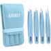 KICHLY tweezers for professional eyebrow plucking set with 4 tweezers and a travel-friendly leather case. Tweezers Set (Blue)
