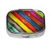 Colored Wooden Board Printing 2 Compartment Small Pill Case Cute Small Pill Box Purse Pill Boxs Travel Pill Organizer for Pocket Purse and Travel Gifts