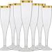 48 Plastic Disposable Champagne Flutes Classicware Glass Like Ideal for Wedding, Toasting, Mimosa and Showers Flutes champagne glasses for parties or any occasions (48, Gold Glitter W/ Gold Rim) 48 Gold Glitter W/ Gold Rim