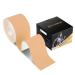 Deilin Kinesiology Tape 19.7ft Uncut Per Roll Elastic Therapeutic Sports Tapes for Knee Shoulder and Elbow Waterproof Athletic Physio Muscles Strips Breathable Latex Free 1 Roll Beige