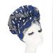 COSPACK EASY HEADWRAP hair hood with satin inner food double-aged with two straps for long curly hair / braids (royal blue + white) royal blue / white