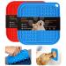 Slow Feeder Mat for Dogs,Dog Food Licking Mat with Suction Cups,Slow Feeder Dog Bowls for Boredom& Anxiety Reducer,Lick Pad for Dog & Cat Slow Feeders,Help Pets for Bathing,Nail Trimming,Grooming blue and red(with 2 hooks)