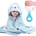 DKDDSSS 2PCS Hooded Baby Towel Wearable Hooded Towel for Boys Girls Baby Bath Towel Soft Absorbent Blanket for Baby Boy and Girl Perfect Baby Gift Blue